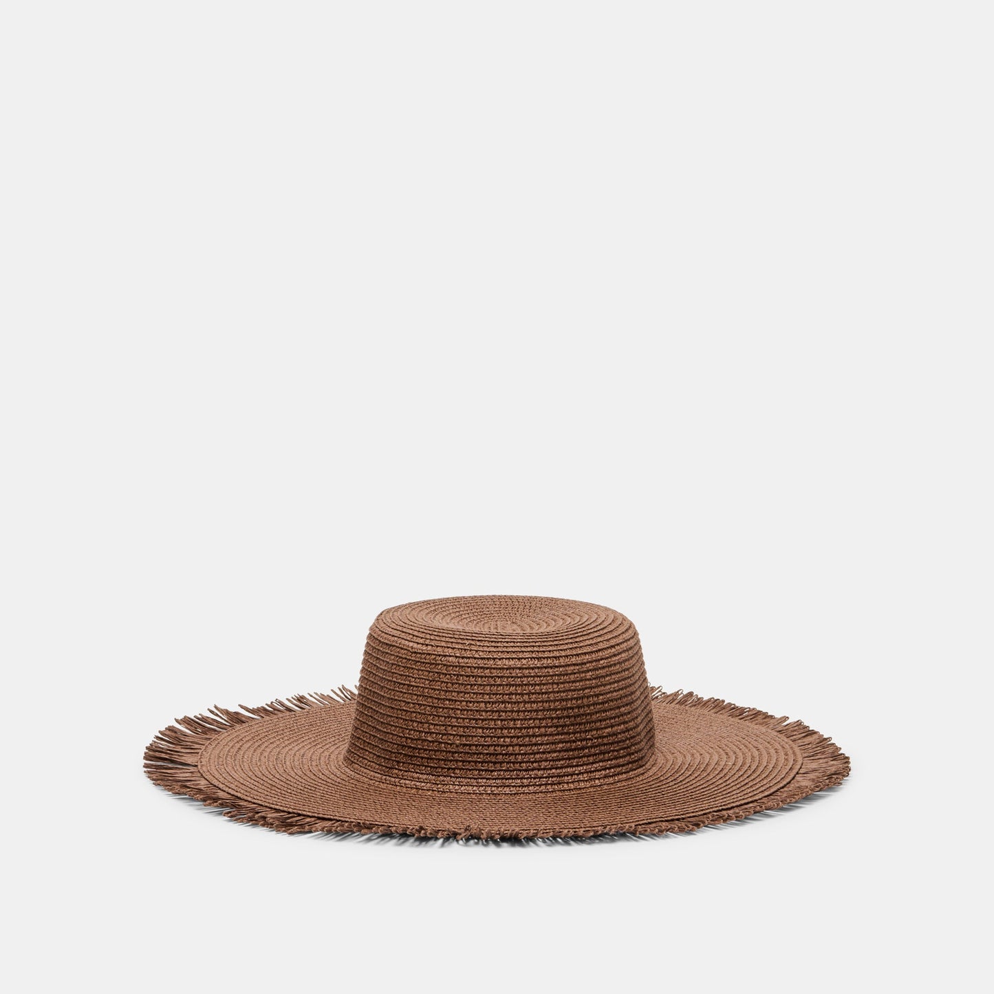 Dolce Vita Floppy Dark Brown Sunhat with Ribbon and Frayed Edge