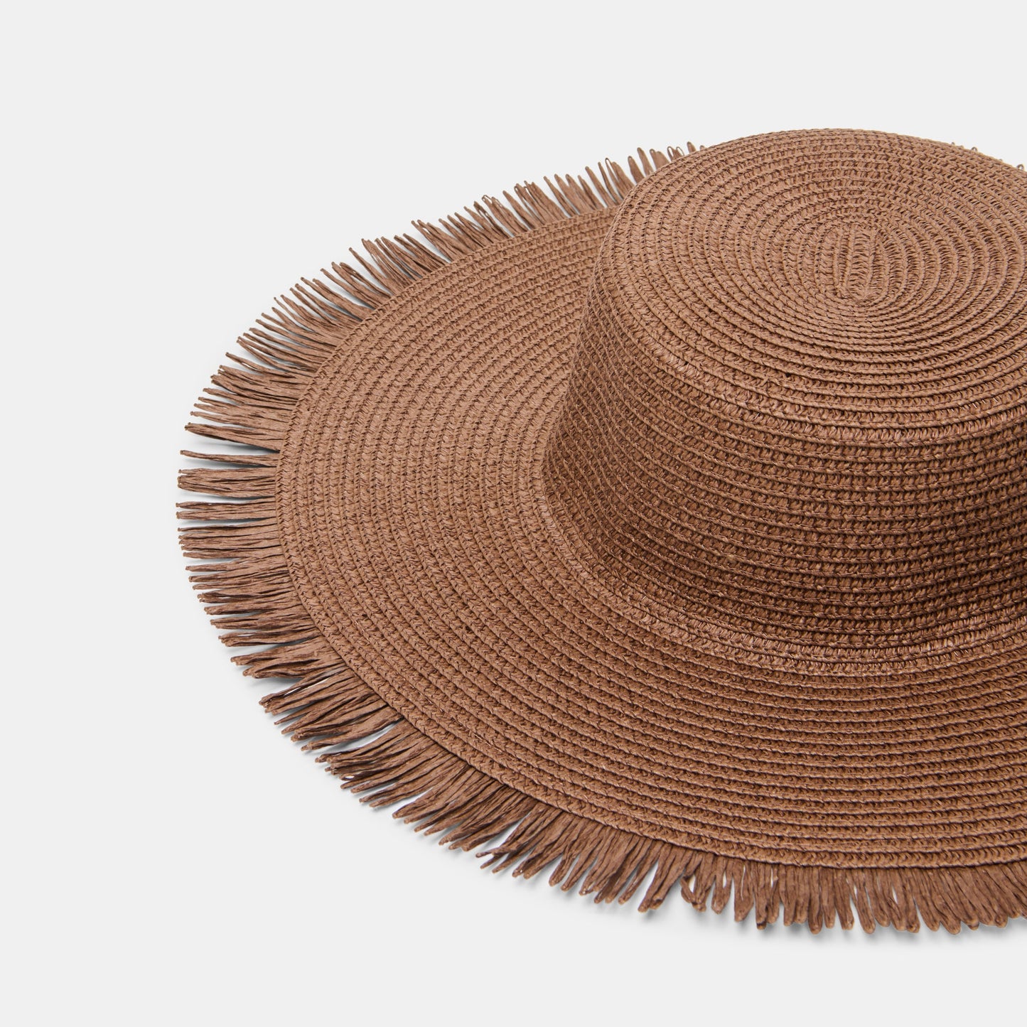 Dolce Vita Floppy Dark Brown Sunhat with Ribbon and Frayed Edge