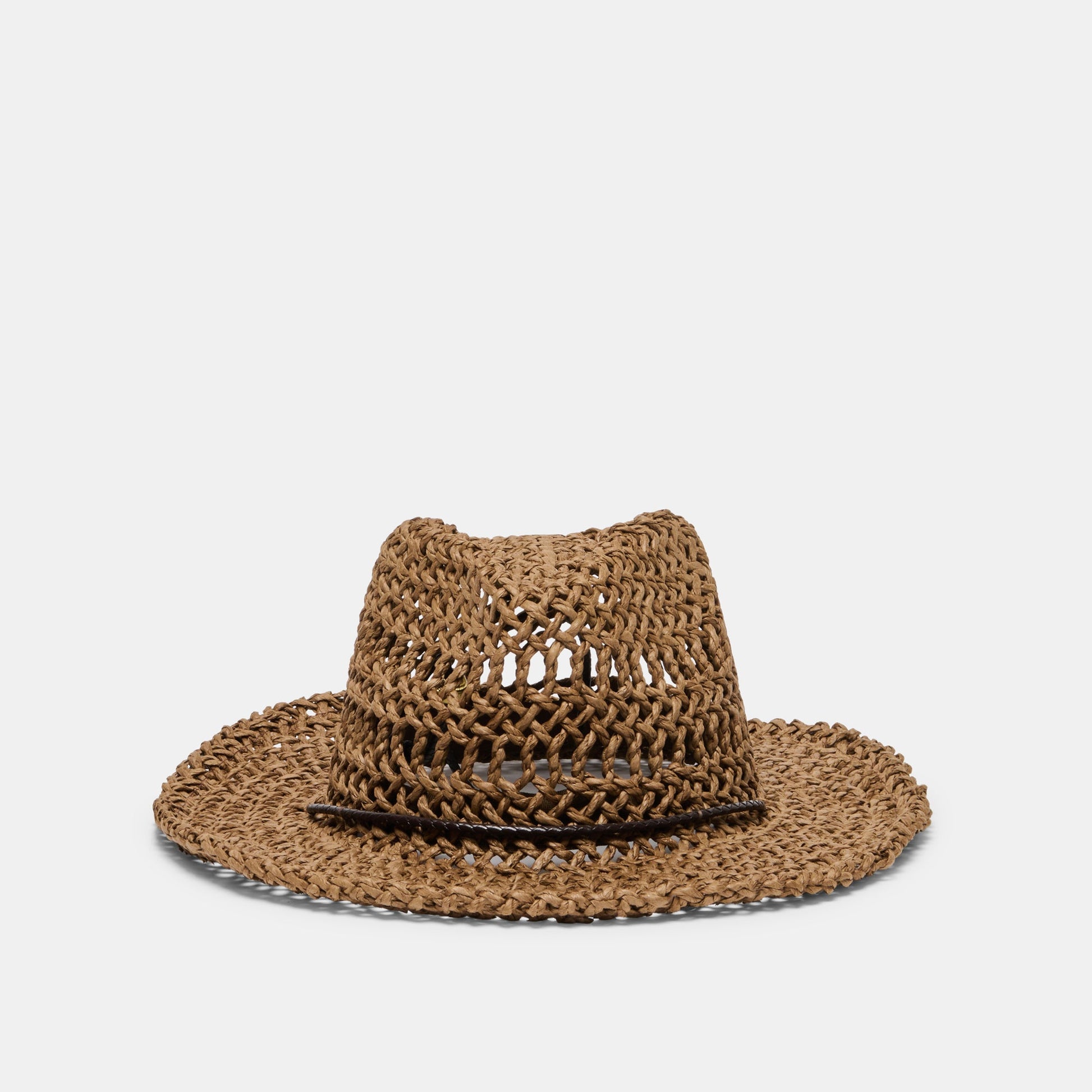 Dolce Vita Thick Weave Dark Brown Cowboy Hat with Strap