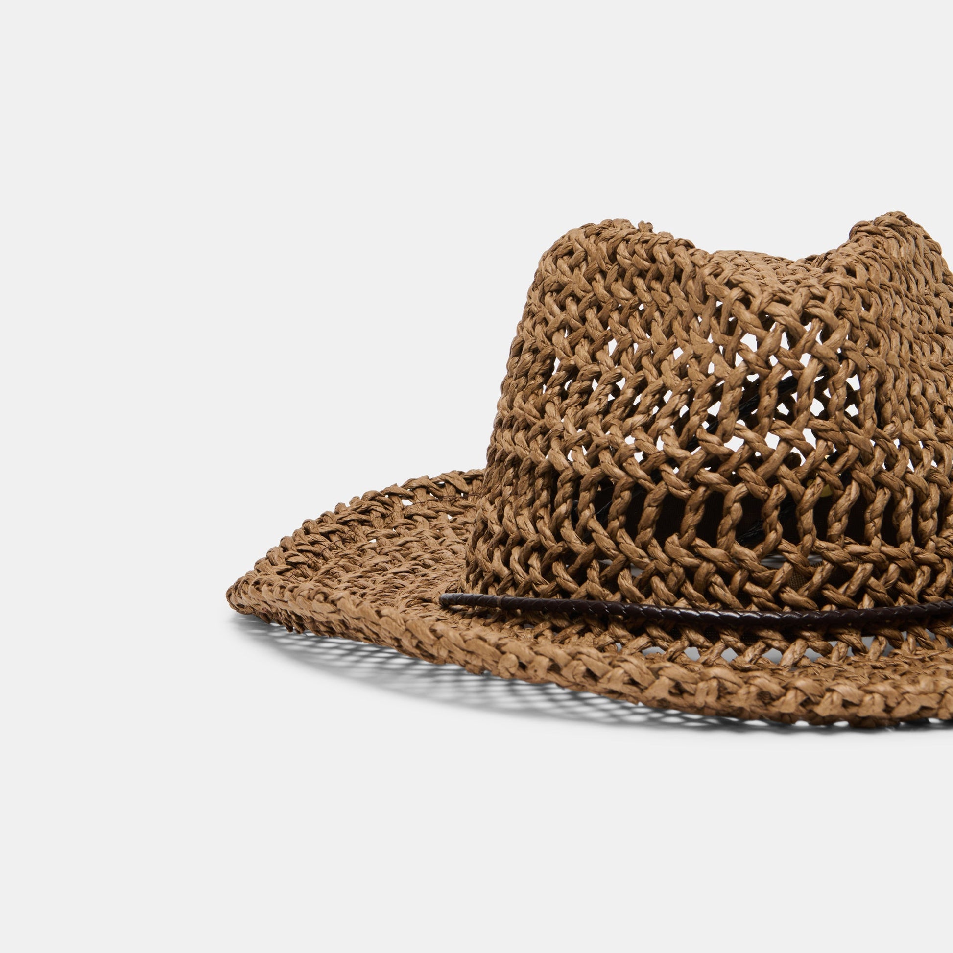 Dolce Vita Thick Weave Dark Brown Cowboy Hat with Strap