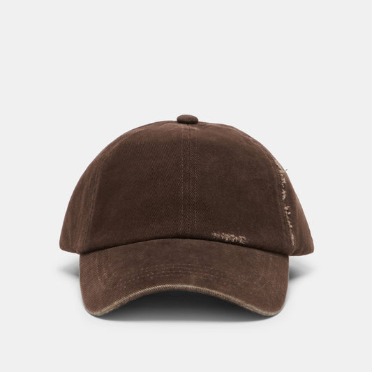 Dolce Vita Distressed Dark Brown Baseball Cap with Embroidery
