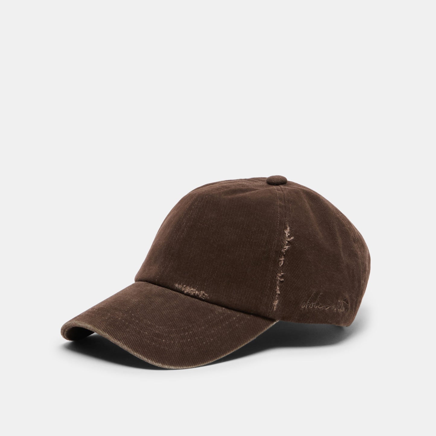 Dolce Vita Distressed Dark Brown Baseball Cap with Embroidery
