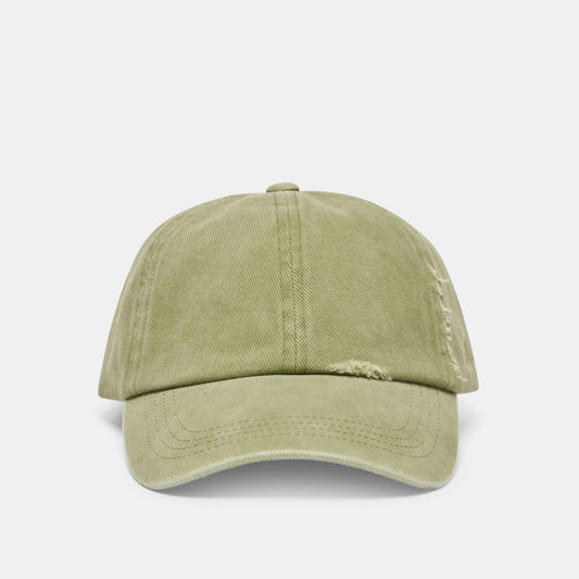 Dolce Vita Distressed Olive Baseball Cap with Embroidery