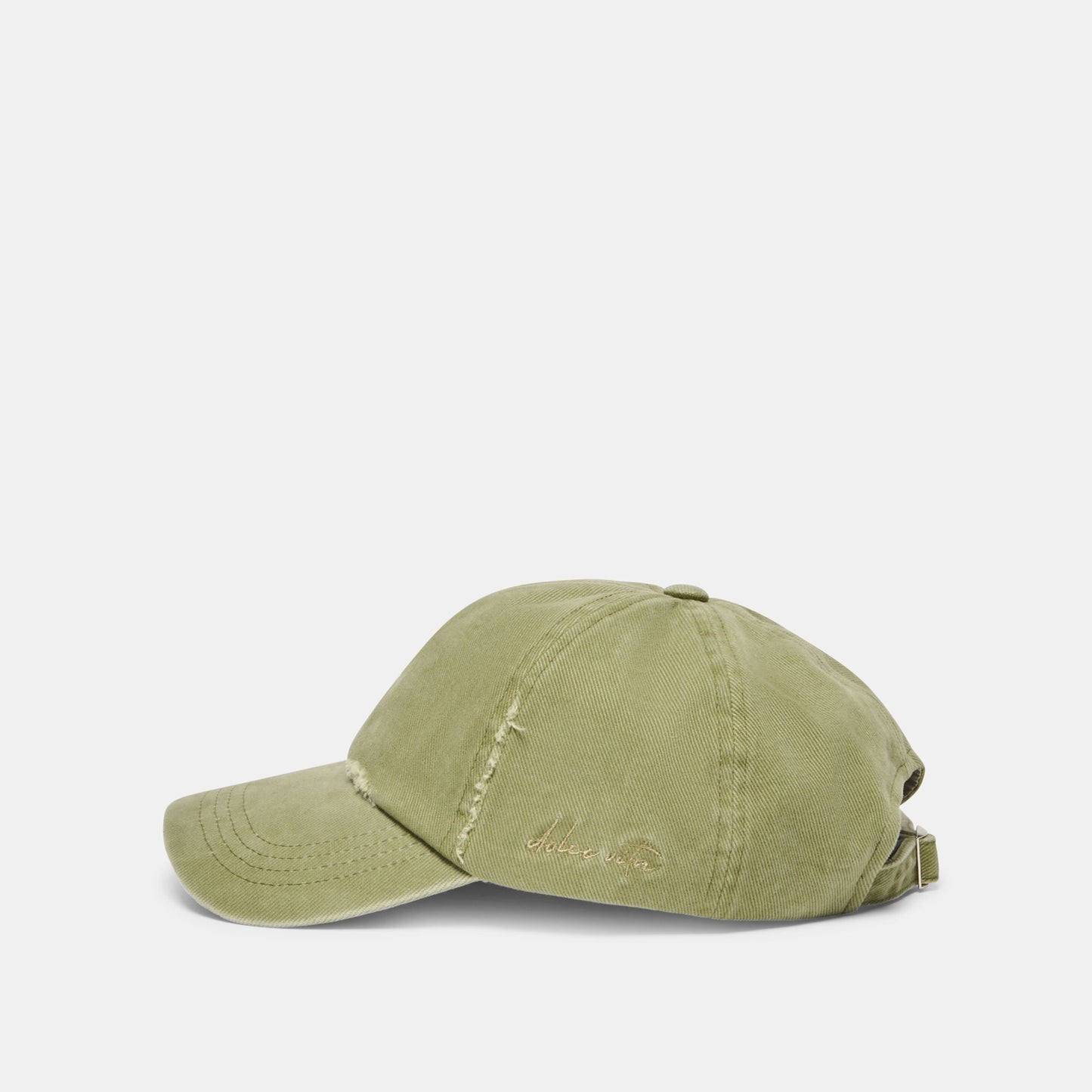 Dolce Vita Distressed Olive Baseball Cap with Embroidery