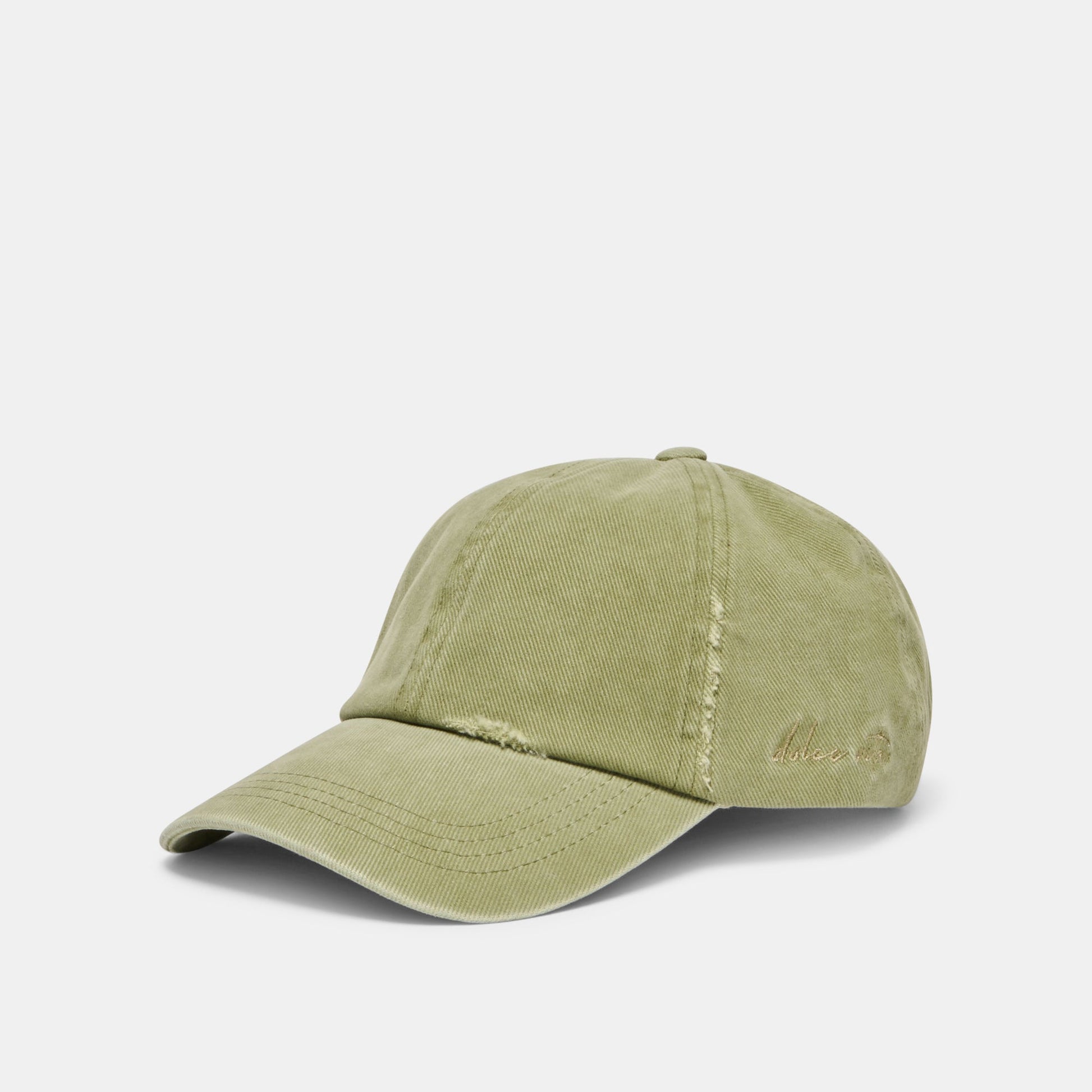 Dolce Vita Distressed Olive Baseball Cap with Embroidery